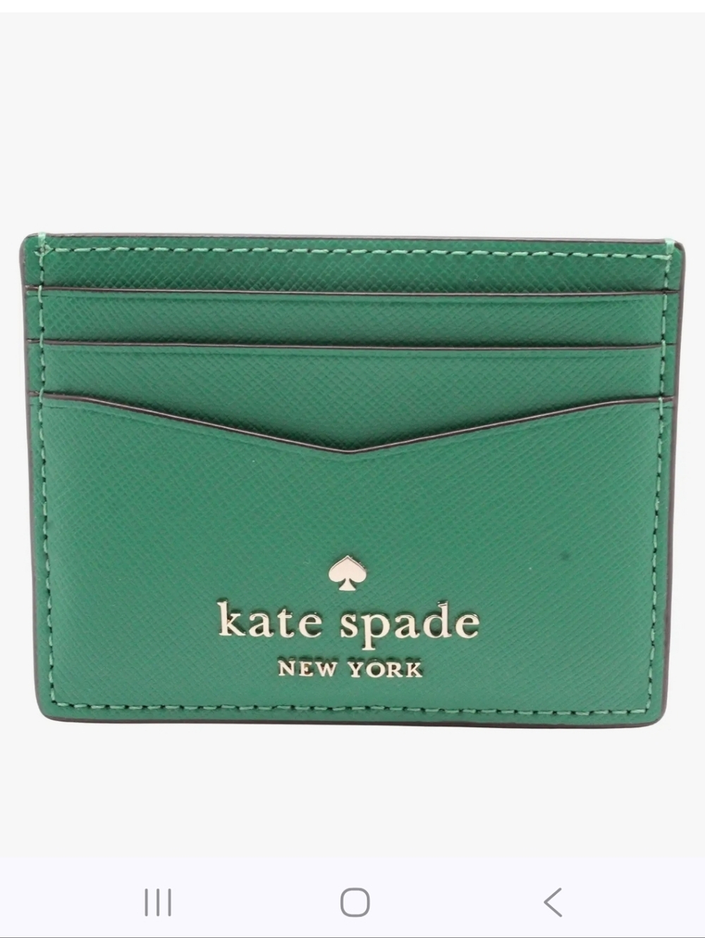 kate spade Green Leather Slim Credit Card Case Nwot